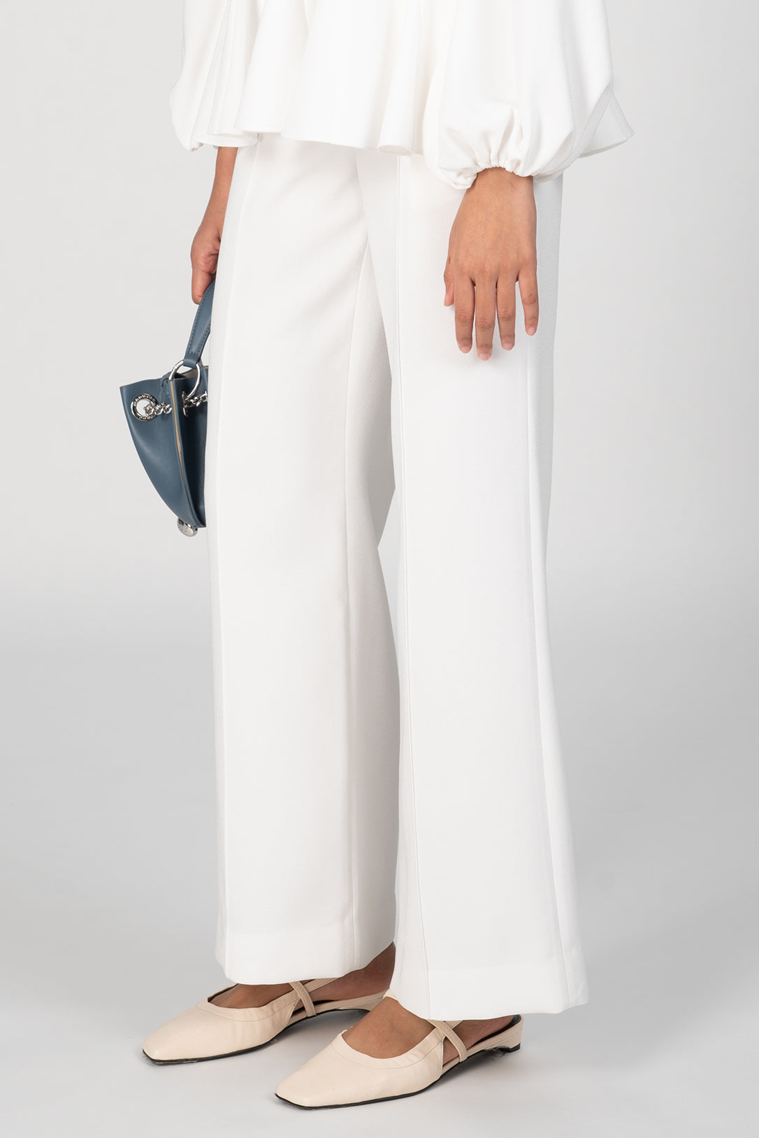 Ivory crepe trousers