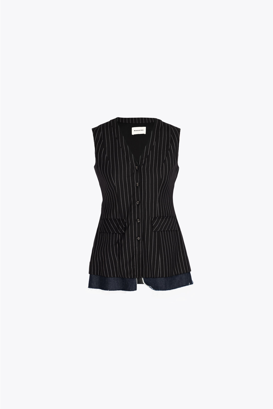 Sable pinstripe denim vest